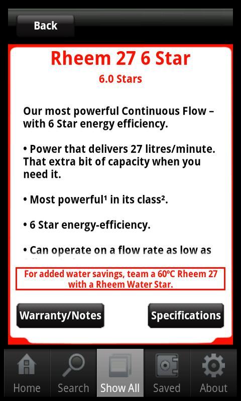 Rheem Continuous Flow Selector