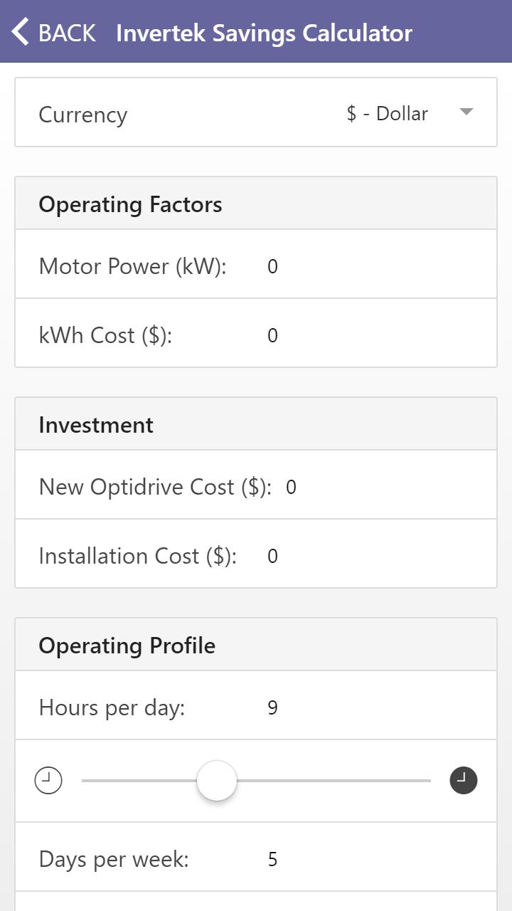 Invertek Calculator