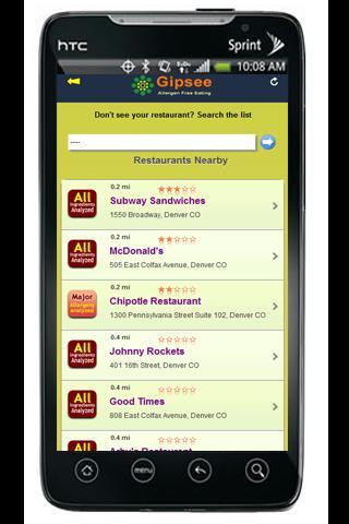 Interactive Food Allergy Menus