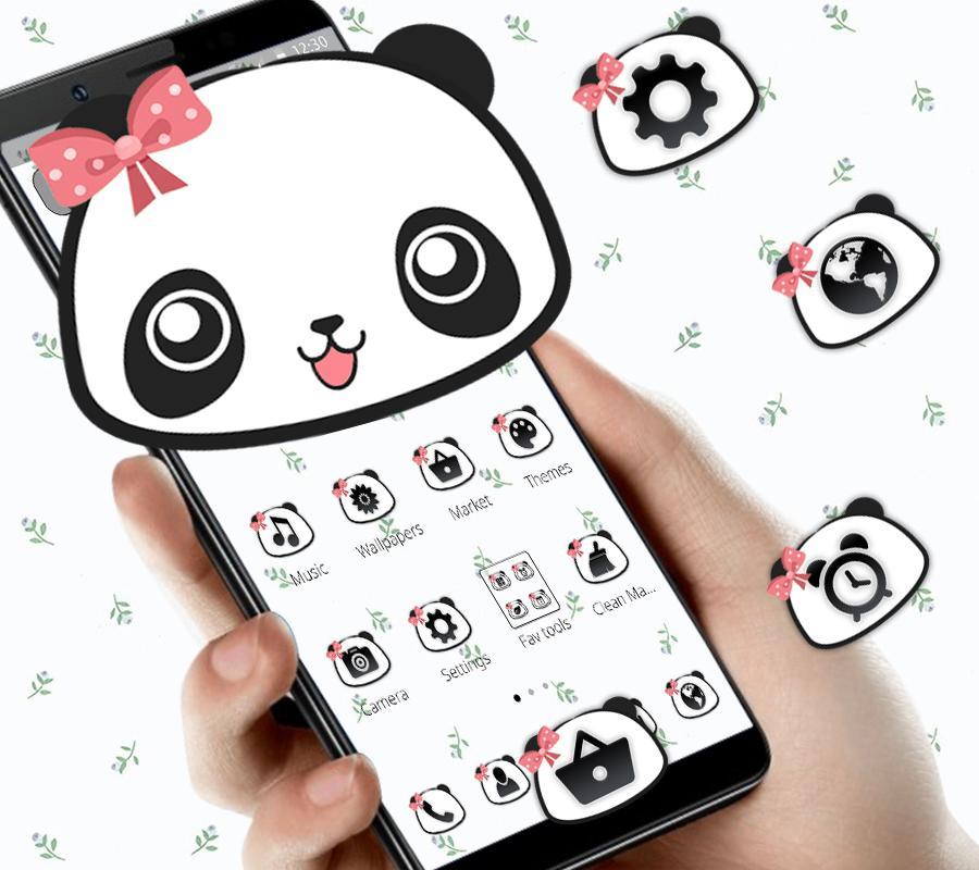 Cute Lovely Panda Bow Theme