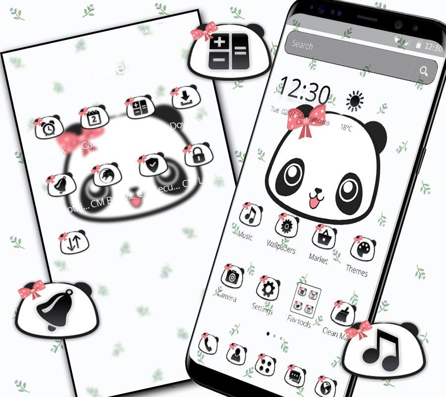 Cute Lovely Panda Bow Theme