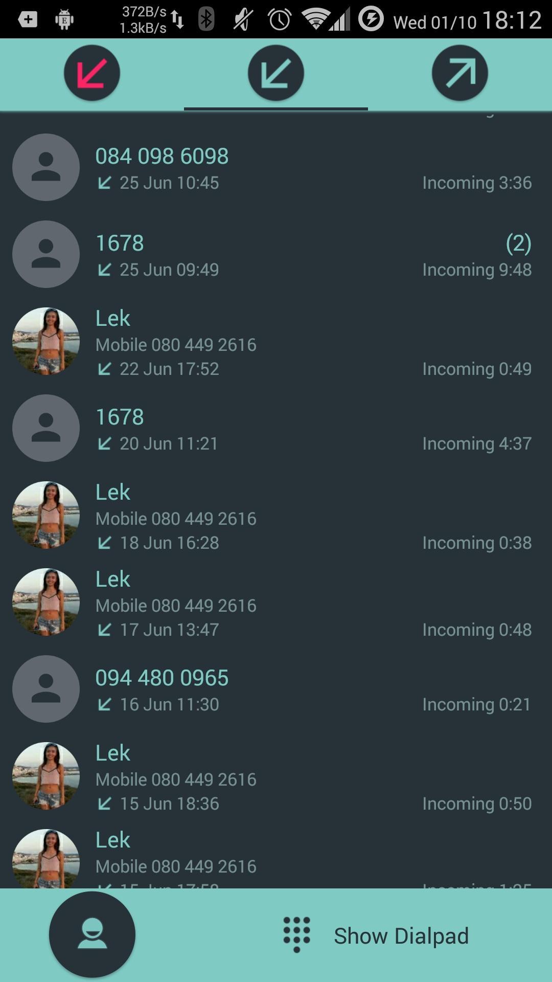 Dialer theme Droid L Invert