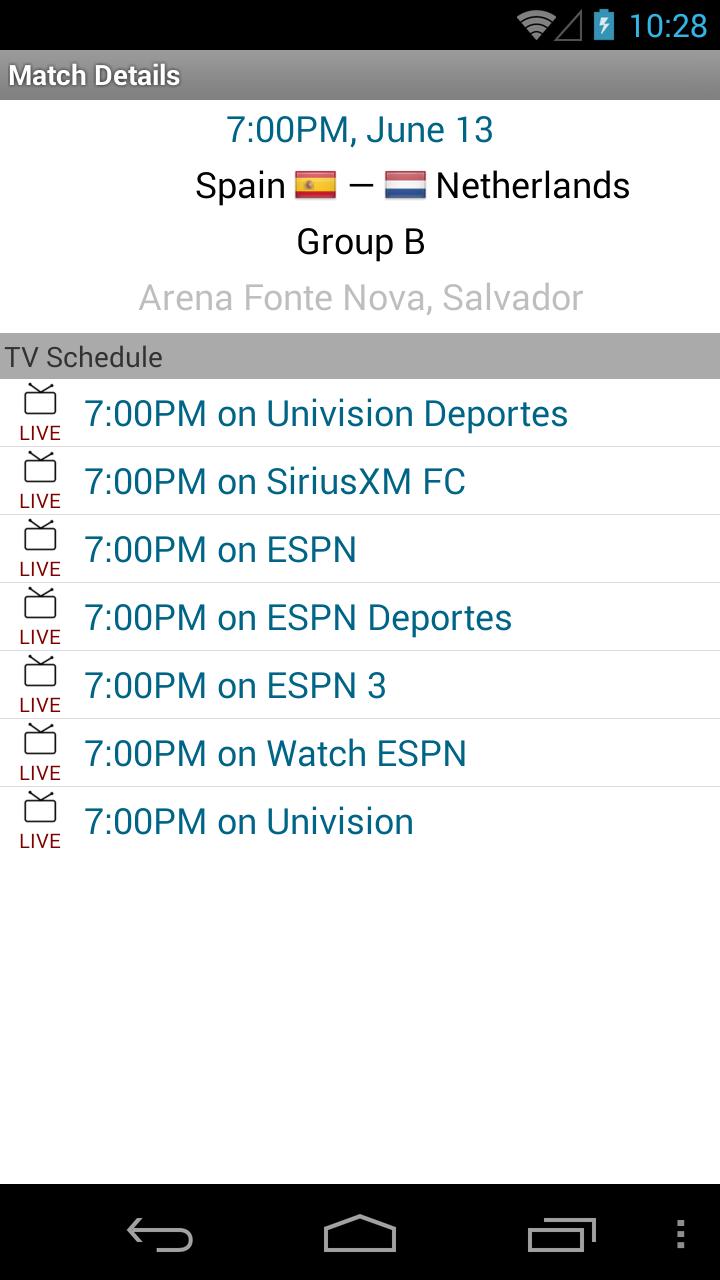 World Cup 2014 TV Guide