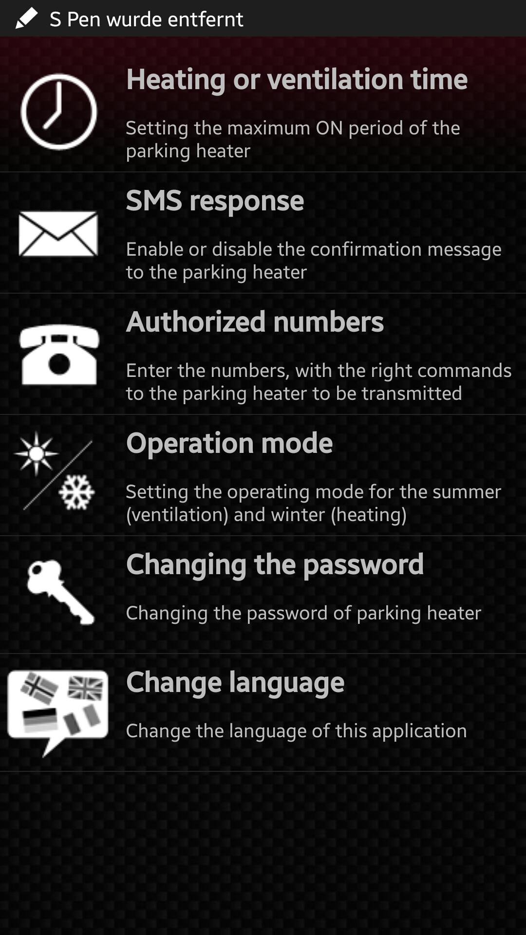 ParkingHeaterApp DEMO