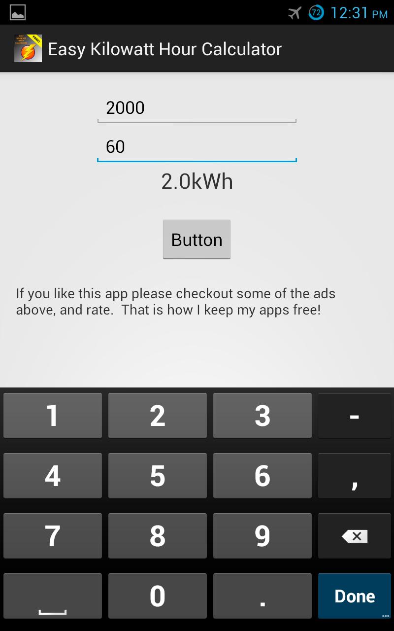 Easy Kilowatt Hour Calculator