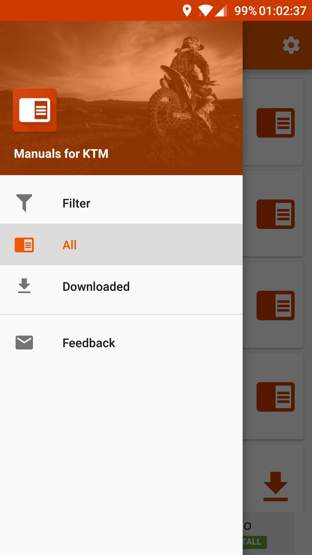 Manuals for KTM