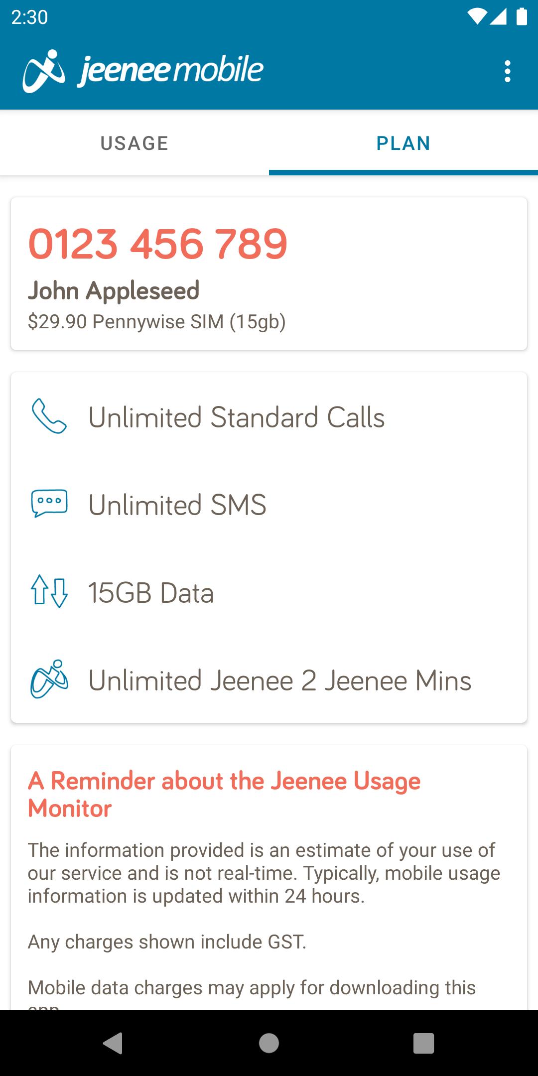 Jeenee Mobile Usage Monitor