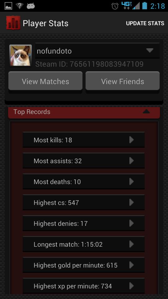 Statistics for Dota 2