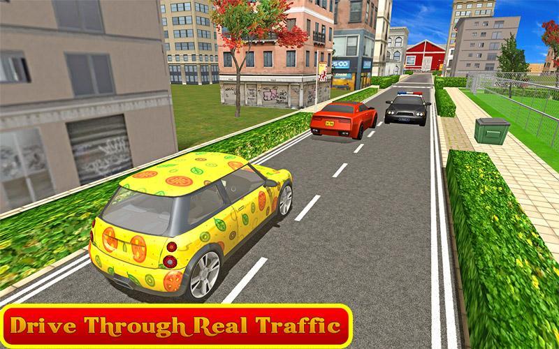 City Car Pizza Delivery Boy