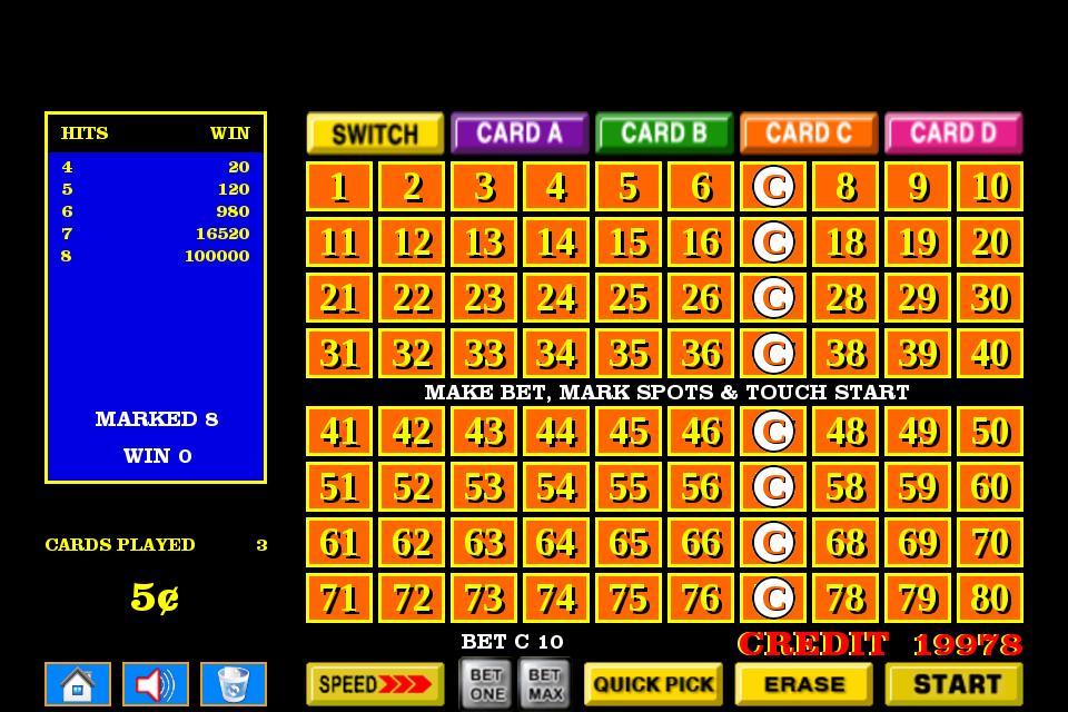 Four 4 Card Keno - FREE